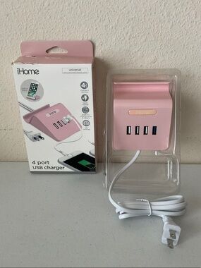 iHome 4-Port USB Charging Station in Pink